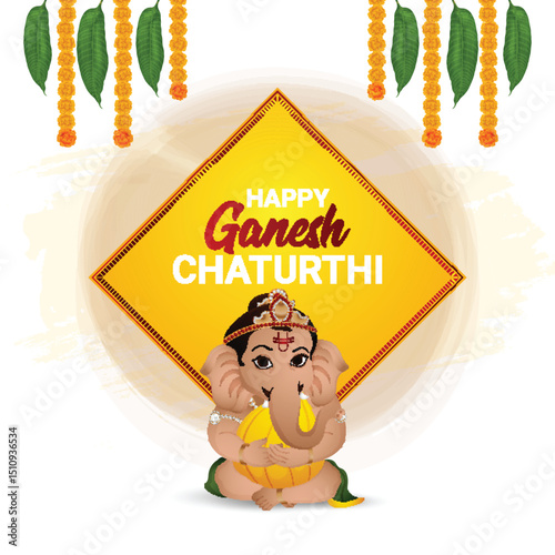 Ganesh chaturthi realistic illustration concept