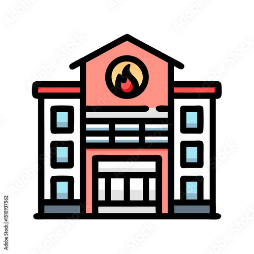 Public Service Icon vector silhouette ofPublic Service,Government Building,City Hall,Hospital, Ambulance,Fire Station,Police Station,Library,School , University, Clinic , Health Center, Post Office