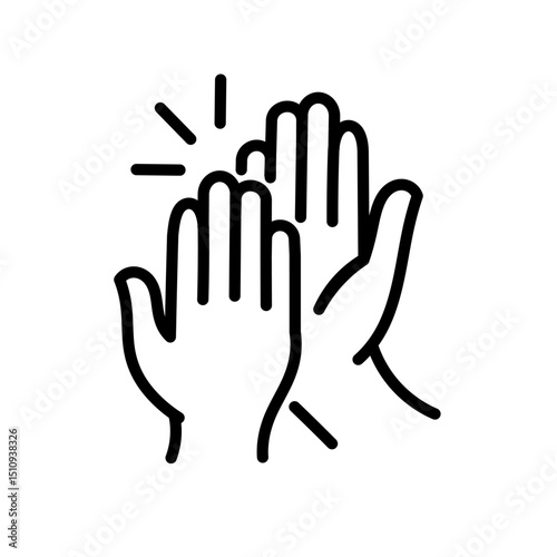 High five pixel perfect linear icon. Success gesture. Productive teamwork metaphor. Collaboration. Thin line illustration. Contour symbol. Vector outline drawing. Editable stroke. clapping hands icon.