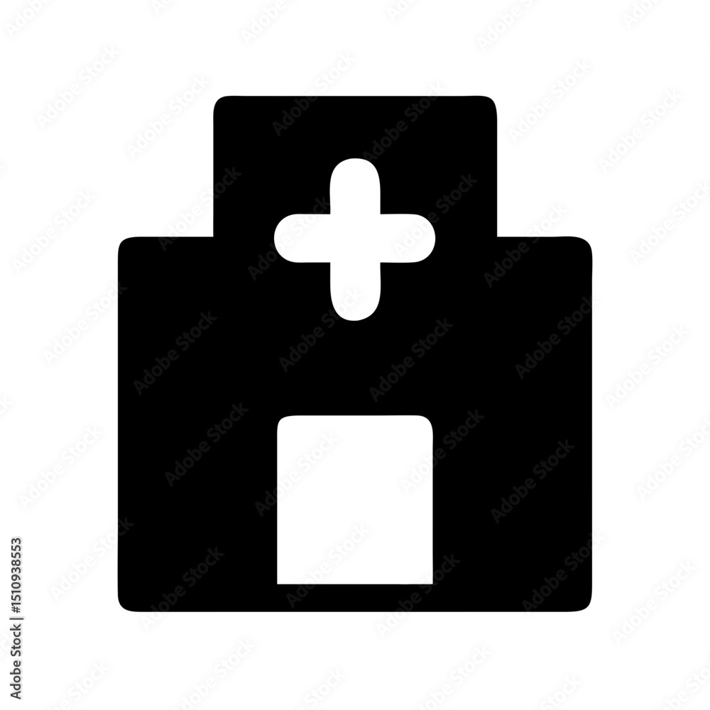 Obraz premium Public Service Icon vector silhouette ofPublic Service,Government Building,City Hall,Hospital, Ambulance,Fire Station,Police Station,Library,School , University, Clinic , Health Center, Post Office