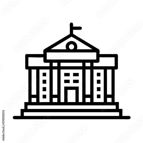 Public Service Icon vector silhouette ofPublic Service,Government Building,City Hall,Hospital, Ambulance,Fire Station,Police Station,Library,School , University, Clinic , Health Center, Post Office
