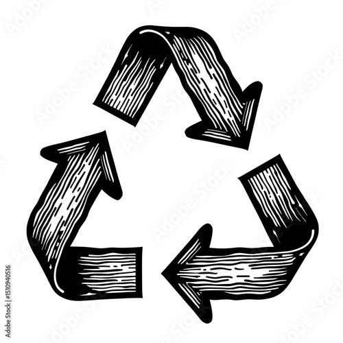 Hand drawn vintage recycling arrows — concept of ecological reuse and circular economy