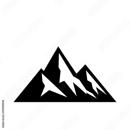 Minimalist mountain range icon — concept of wilderness and natural preservation