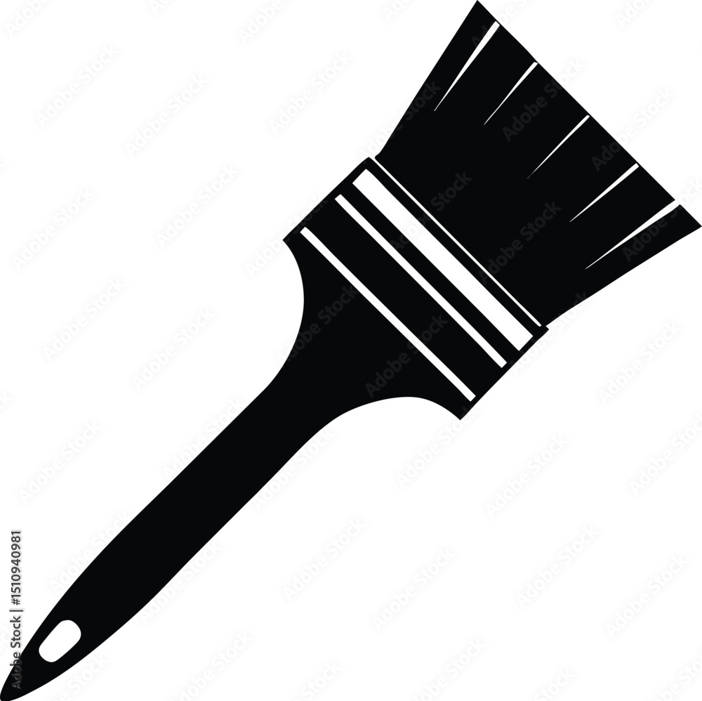  paintbrush silhouette, bristle top, art tool
