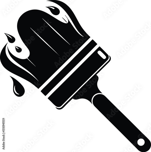  paintbrush silhouette, bristle top, art tool
