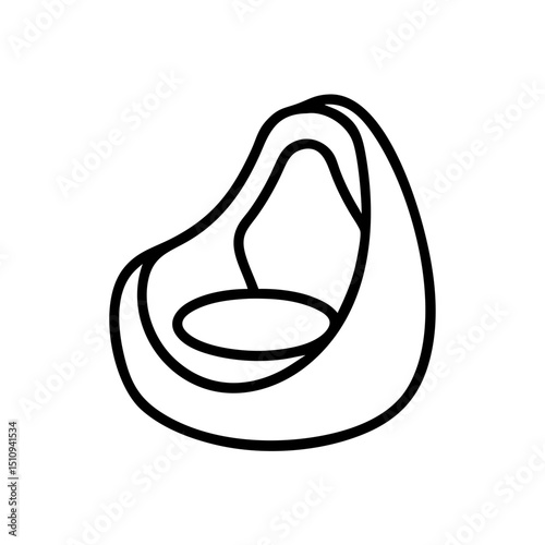 Modern bean bag chair in minimalist design with rounded shape, icon, vector  