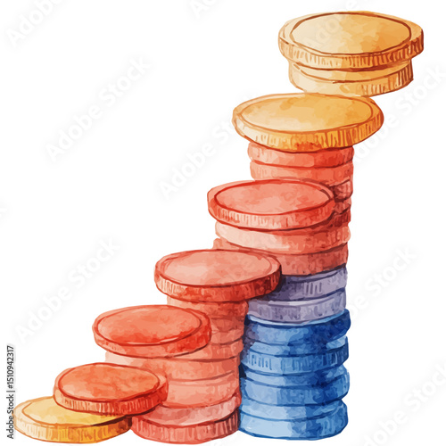 watercolor vector of Inflation Rate, high quality, isolated on a white background.
