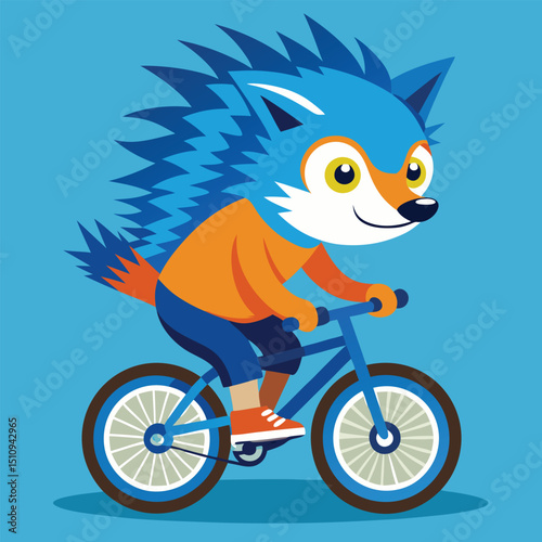 Hedgehog mascot performs an impressive BMX stunt showcasing skill and excitement in a vibrant outdoor setting