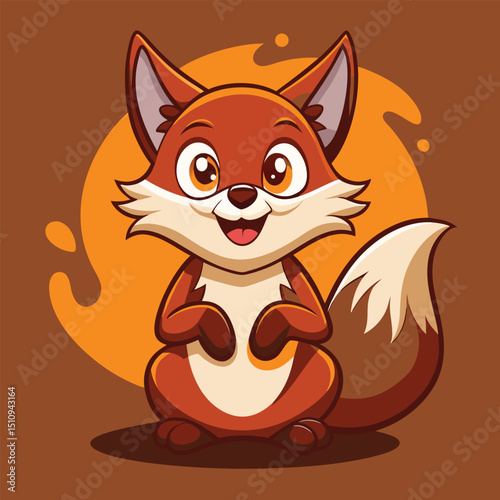 Fox mascot displays playful demeanor with chocolate dipped tail amidst a vibrant background in a fun and engaging setting