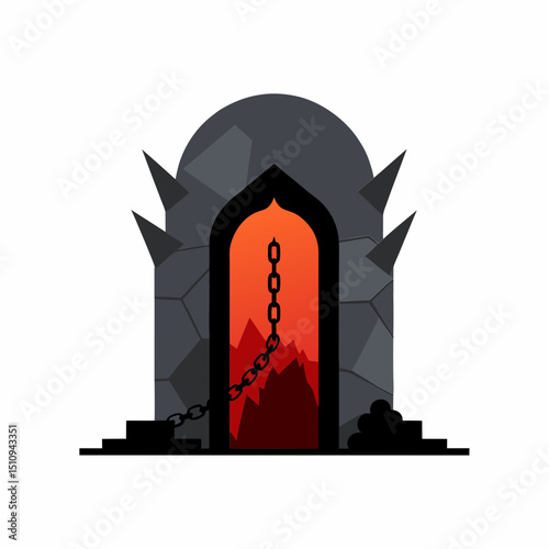 Gateway to Hell with Chain Silhouette