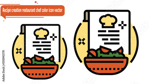 Recipe creation restaurant chef color icon vector