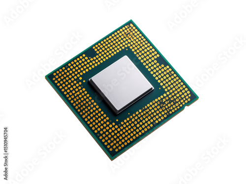 Microchip Floating on White Background with No Shadow Effect