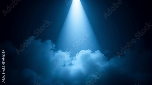 Abstract white and blue spot light with smoke