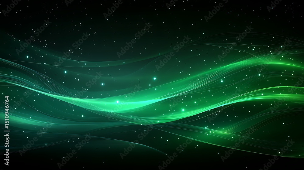 Fototapeta premium Abstract glowing green waves