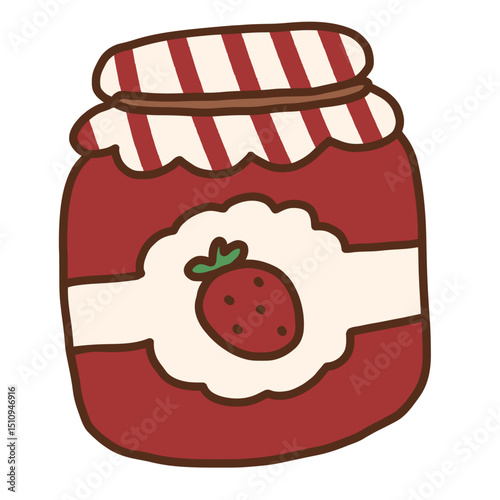 Strawberry Jam Jar Cute Hand Drawn Illustration