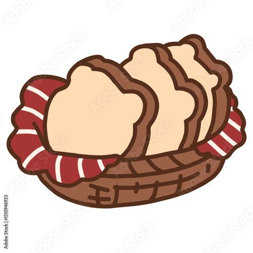 Bread in a Basket Cute Hand Drawn Illustration