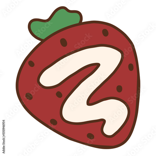 Strawberry with Cream Cute Hand Drawn Illustration
