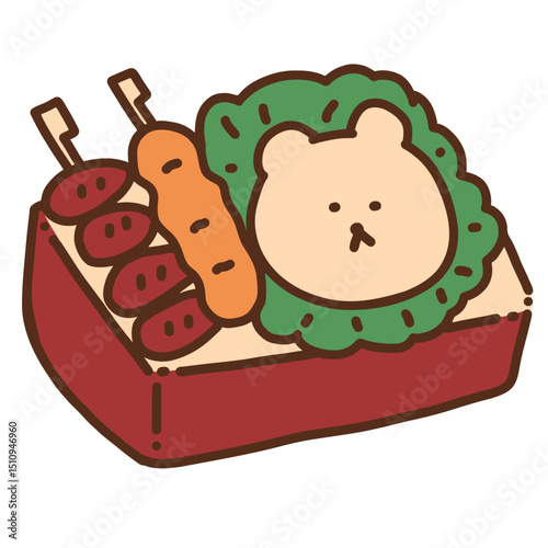 Picnic Lunch Box Cute Hand Drawn Illustration