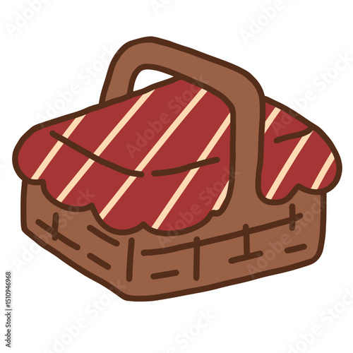 Red Blanket and Basket Cute Hand Drawn Illustration