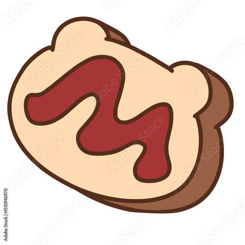 Toast with Jam Cute Hand Drawn Illustration