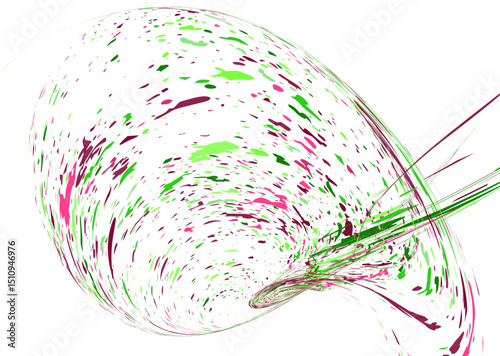 Strokes and splashes in different directions of multi-colored paint on a white background. Multi-colored dust particles and debris, paint splashes, strokes are carried away by the wind