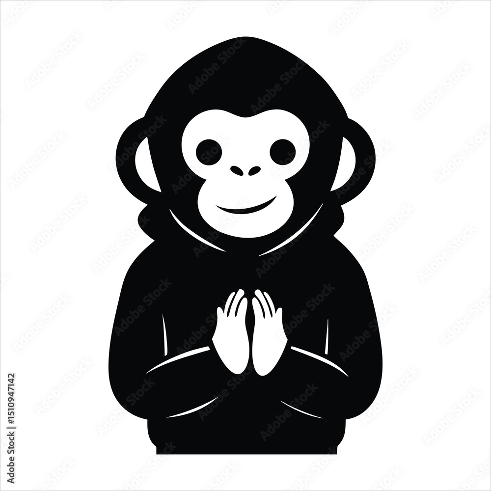 Obraz premium Chimpanzee clapping wearing a hoodie vector