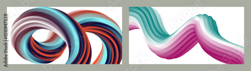 Abstract volumetric background. Cords. set of two illustrations. Toothpaste in a tube. Minimalism. Creative modern background. Cover design, wallpaper, background. eps vector.