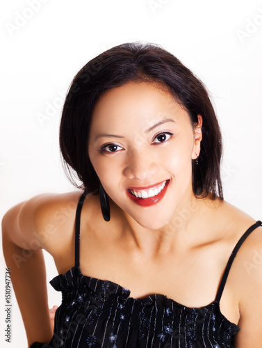 Young Hispanic Woman Portrait In Black Top