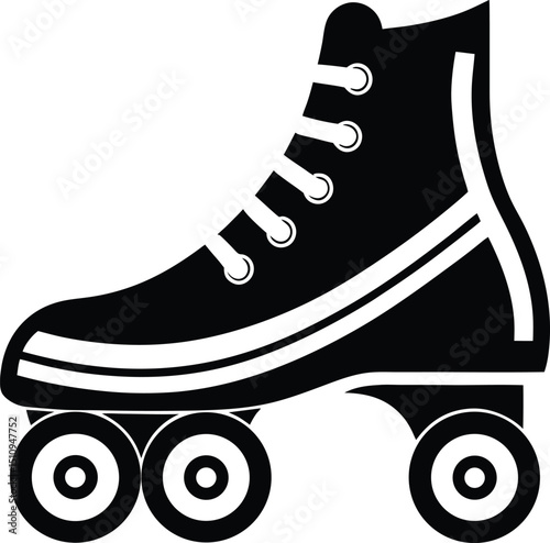  roller skate silhouette, four wheels, vintage boot