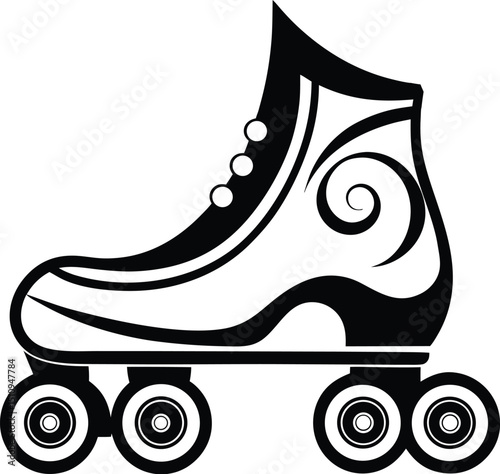  roller skate silhouette, four wheels, vintage boot