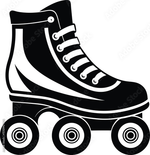  roller skate silhouette, four wheels, vintage boot