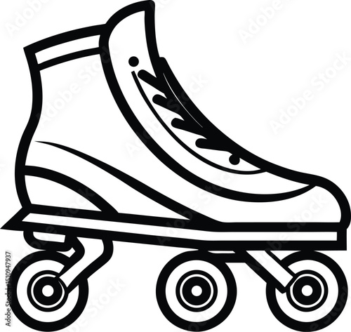  roller skate silhouette, four wheels, vintage boot