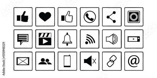 Social Media Line Art Icons