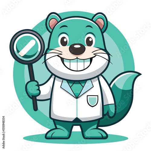 Beaver mascot dentist with oversized toothy smile offers cheerful dental health education in a friendly atmosphere
