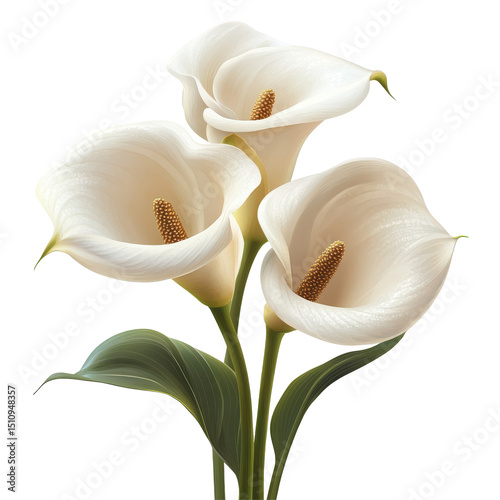 Elegant calla lilies bouquet with transparent background perfect for floral designs