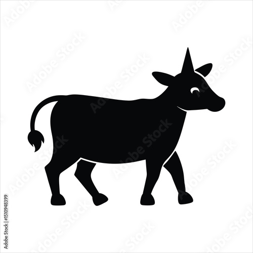 Cow walking wearing a party hat vector