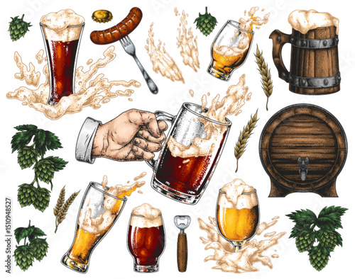 Festive gathering with beer and sausage