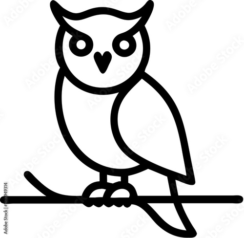 Majestic Owl Illustration Line Art of a Wise Bird Perched on a Branch