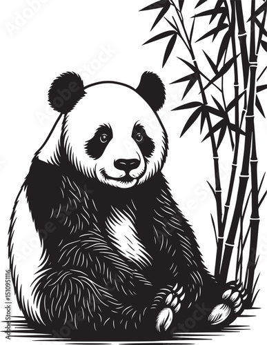 A panda is a peaceful animal with a round face and striking markings, spending most of its time eating bamboo and resting in cool, mountainous forests.
