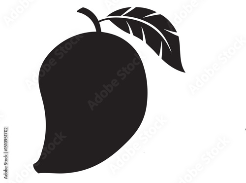 Single mango silhouette isolated on white background