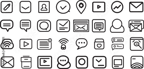 Digital communication and social media icon set
