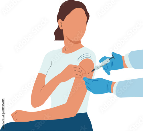 Medical procedure woman being vaccinated