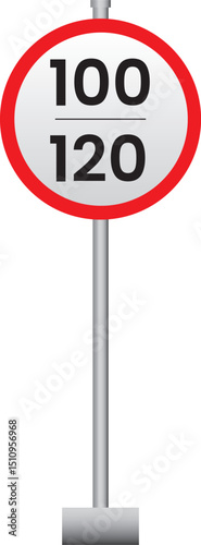 speed 100,120 limt road sign isloated on a white background