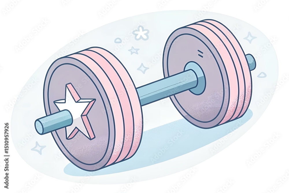 Obraz premium Kolorowy ciężarek z gwiazdką – symbol aktywności fizycznej, sportu i dbania o kondycję 