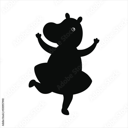 Hippo dancing wearing a tutu vector