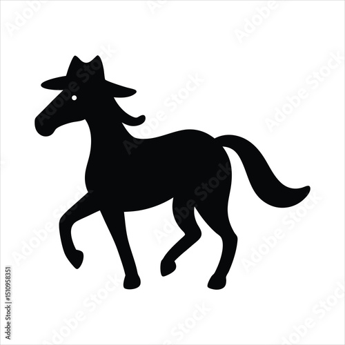 Horse trotting wearing a cowboy hat vector