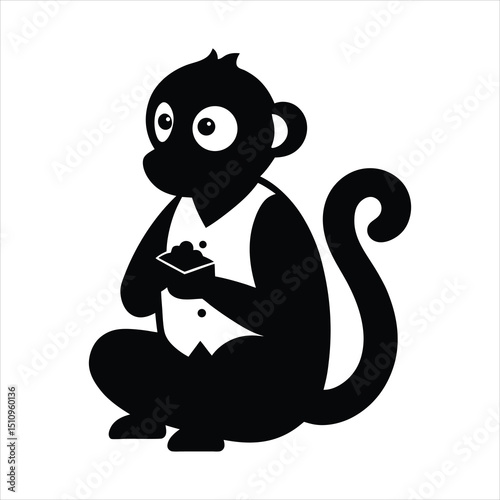 Macaque eating wearing a vest vector