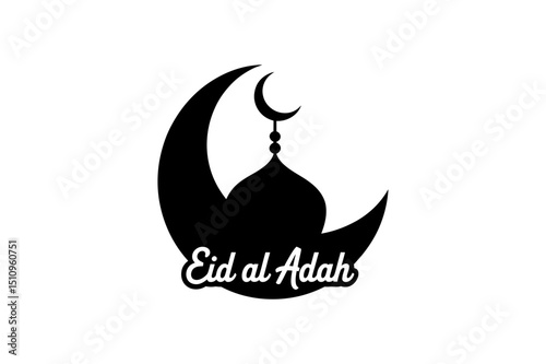 Eid al adha celebration moon mosque vector graphic