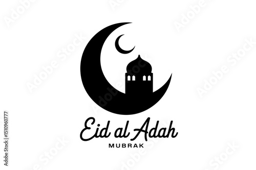 Eid al adha mubarak islamic crescent moon celebration