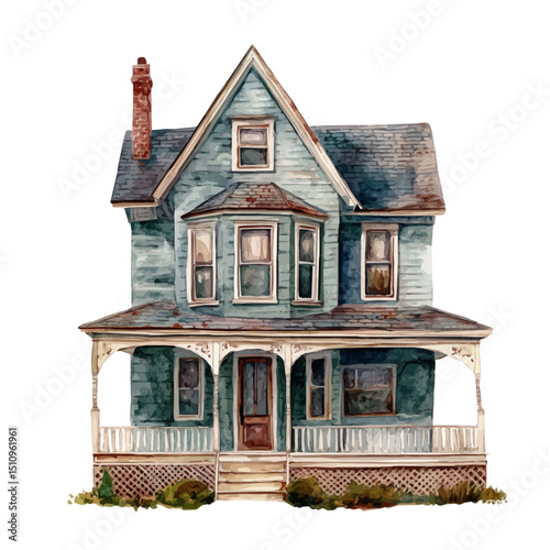 House Blueprint, watercolor clipart vector, high quality, isolated on a white background.